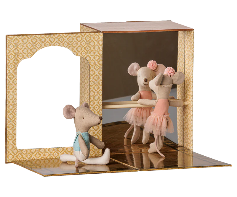 Ballet mice in dance studio, Little sister and brother